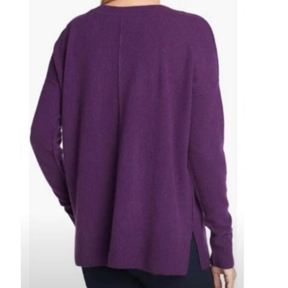 AMBER SUN Cashmere Sweater Purple Scoop Neck Soft Cozy Pullover Oversized Small - Picture 3 of 12